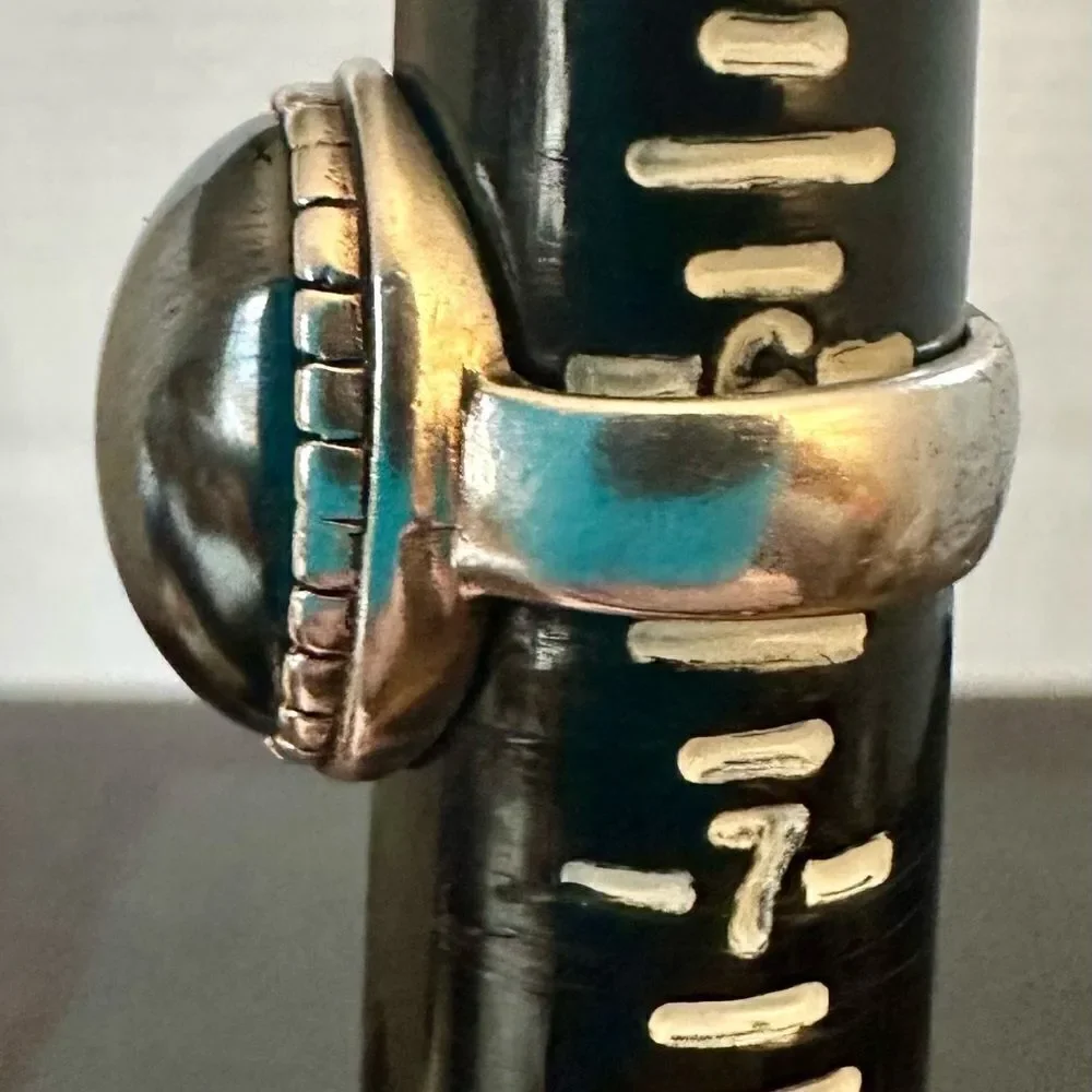 Silver and palladium hematite ring